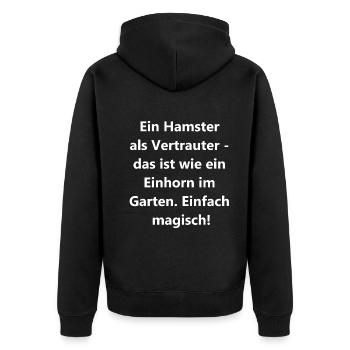 Hamster Vertrauter Geschenk - Unisex Premium Bio Zip Hoodie - Schwarz - Hinten - Nico (187cm)