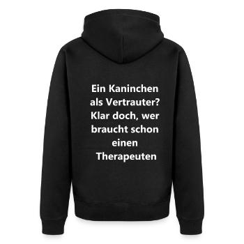 Therapiehase Geschenk - Unisex Premium Bio Zip Hoodie - Schwarz - Hinten - Nico (187cm)