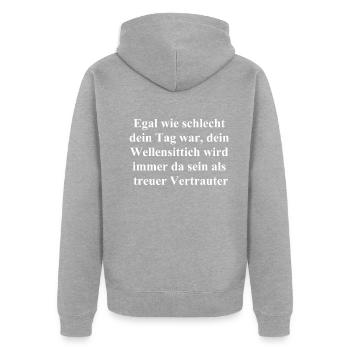 Cadeau câlin pour les moments de tristesse - Veste à capuche bio Premium Unisexe - gris chiné - Dos - Nico (187cm)