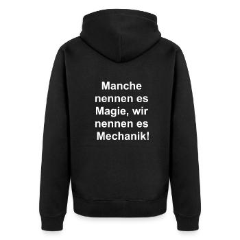 Zauberhaftes Geschenk - Unisex Premium Bio Zip Hoodie - Schwarz - Hinten - Nico (187cm)