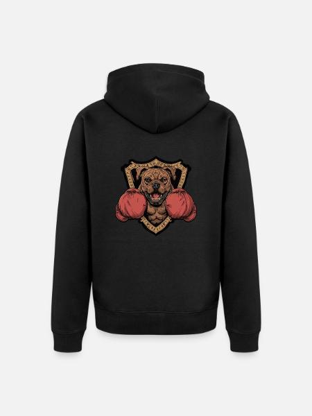 Dog Boxer MMA Logo - Unisex Premium Organic Zip Hoodie - black