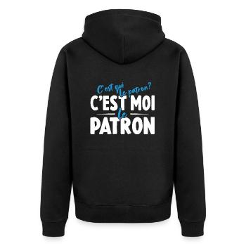C'est Qui Le Patron C'est Moi Le Patron - Veste à capuche bio Premium Unisexe - noir - Dos - Nico (187cm)