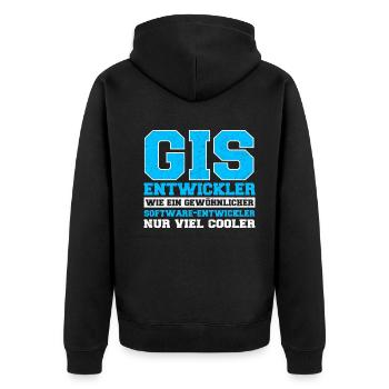 GIS Entwickler - Unisex Premium Bio Zip Hoodie - Schwarz - Hinten - Nico (187cm)