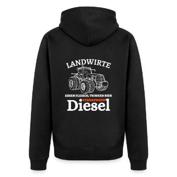 Landwirte- Essen Fleisch Trinken Bier ... - Unisex Premium Bio Zip Hoodie - Schwarz - Hinten - Nico (187cm)