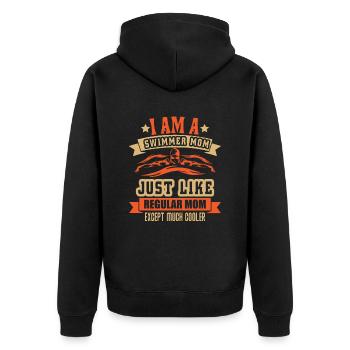 I am a swimmer mom - Unisex Premium Bio Zip Hoodie - Schwarz - Hinten - Nico (187cm)
