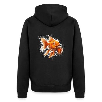 Goldfische Bier Lustig - Unisex Premium Bio Zip Hoodie - Schwarz - Hinten - Nico (187cm)