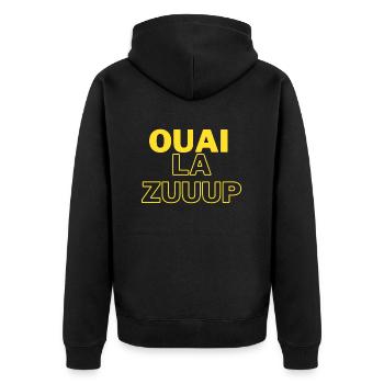 Ouai la ZUUUP - Veste à capuche bio Premium Unisexe - noir - Dos - Nico (187cm)