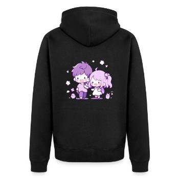 Sibling Love - Heartfelt Design for Family - Unisex Premium Organic Zip Hoodie - black - Back - Nico (187cm)