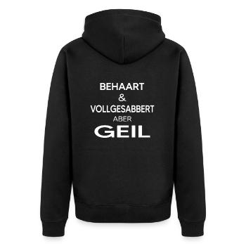 Hundesabber Hund vollgesabbert TMFA Hundebesitzer - Unisex Premium Bio Zip Hoodie - Schwarz - Hinten - Nico (187cm)