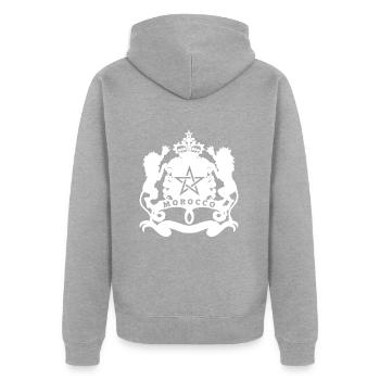 Maroc - Veste à capuche bio Premium Unisexe - gris chiné - Dos - Nico (187cm)