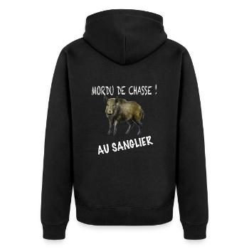 Mordu De Chasse Au Sanglier - Veste à capuche bio Premium Unisexe - noir - Dos - Nico (187cm)