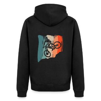 Mountainbike Downhill Retro Mountain Bike - Unisex Premium Organic Zip Hoodie - black - Back - Nico (187cm)