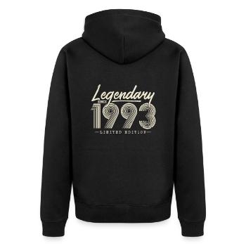 Legendary since 1993 - Unisex Premium Organic Zip Hoodie - black - Back - Nico (187cm)