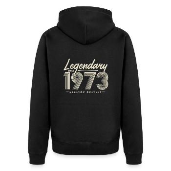 Legendary since 1973 - Unisex Premium Organic Zip Hoodie - black - Back - Nico (187cm)