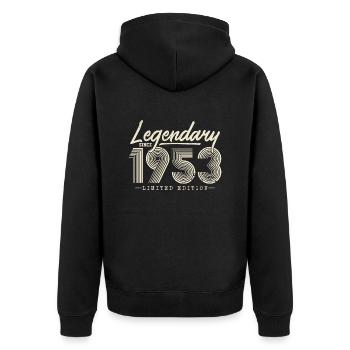 Legendary since 1953 - Unisex Premium Organic Zip Hoodie - black - Back - Nico (187cm)