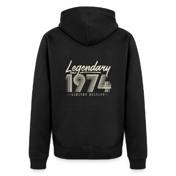 Legendary since 1974 - Unisex Premium Organic Zip Hoodie - black - Back - Nico (187cm)