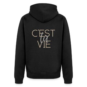 That's life - Ces't la Vie - Unisex Premium Organic Zip Hoodie - black - Back - Nico (187cm)