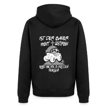 Der Bauer stirbt gestorben Protest - Unisex Premium Bio Zip Hoodie - Schwarz - Hinten - Nico (187cm)