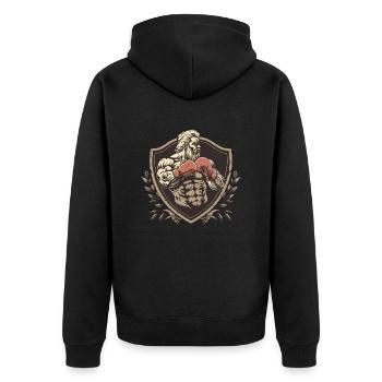 Kämpfer Boxer MMA Logo - Unisex Premium Bio Zip Hoodie - Schwarz - Hinten - Nico (187cm)