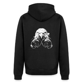 Adler Boxen Kämpfer MMA - Unisex Premium Bio Zip Hoodie - Schwarz - Hinten - Nico (187cm)
