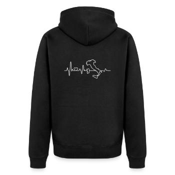 Herzschlag Italien Umriss Karte Ich Liebe Italia - Unisex Premium Bio Zip Hoodie - Schwarz - Hinten - Nico (187cm)