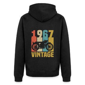 1967 Geburtstag Biker Vintage Motorrad Geschenk - Unisex Premium Bio Zip Hoodie - Schwarz - Hinten - Nico (187cm)