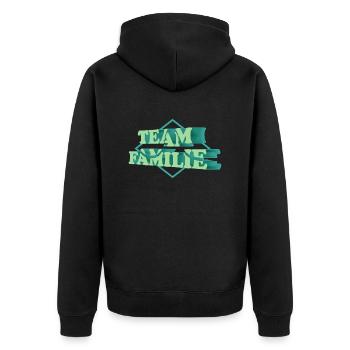 Team Familie - Unisex Premium Bio Zip Hoodie - Schwarz - Hinten - Nico (187cm)