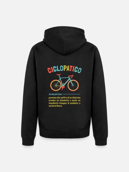 Cyclopath Phrase Funny Cyclist Man Bike - Veste à capuche bio Premium Unisexe - noir