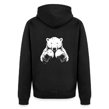 Polar Bear Polar Bear Boxing Fighter MMA - Unisex Premium Organic Zip Hoodie - black - Back - Nico (187cm)