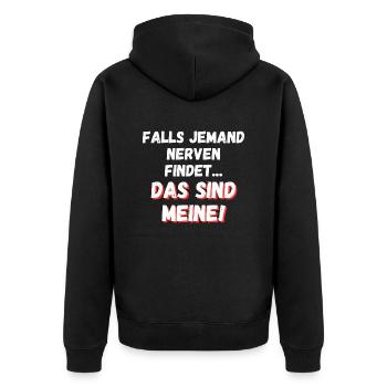 Falls jemand Nerven findet das sind meine - Unisex Premium Bio Zip Hoodie - Schwarz - Hinten - Nico (187cm)