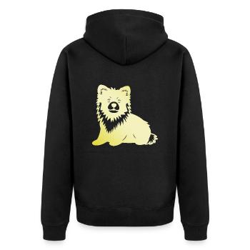 Zwergspitz Hund Silhouette Pomeranian - Unisex Premium Bio Zip Hoodie - Schwarz - Hinten - Nico (187cm)