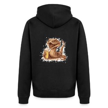 Schlange Kobra Bier Lustig - Unisex Premium Bio Zip Hoodie - Schwarz - Hinten - Nico (187cm)