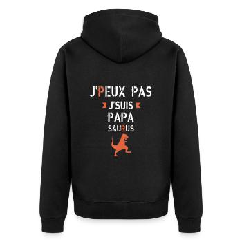 J peux pas je suis papa saurus - Veste à capuche bio Premium Unisexe - noir - Dos - Nico (187cm)