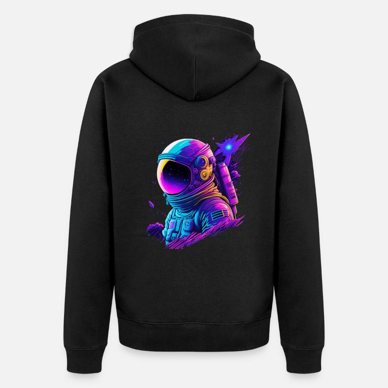 Synthwave Astronaute Space Explorer - Veste à capuche bio Premium Unisexe - noir