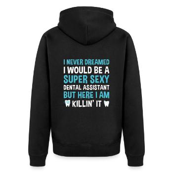 Jamais rêvé serait un assistant dentaire super sexy - Veste à capuche bio Premium Unisexe - noir - Dos - Nico (187cm)