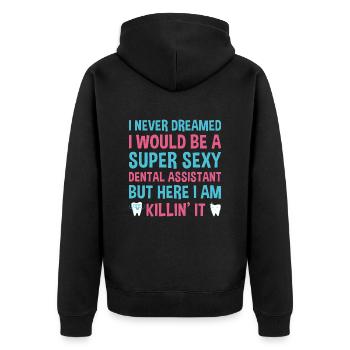 Jamais rêvé serait un assistant dentaire super sexy - Veste à capuche bio Premium Unisexe - noir - Dos - Nico (187cm)