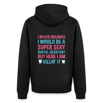Jamais rêvé serait un assistant dentaire super sexy - Veste à capuche bio Premium Unisexe - noir - Dos - Nico (187cm)
