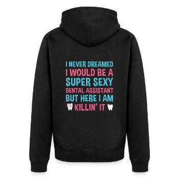 Jamais rêvé serait un assistant dentaire super sexy - Veste à capuche bio Premium Unisexe - noir - Dos - Nico (187cm)