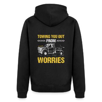Towing You Out From Worries Tow Truck Operator - Unisex Premium Bio Zip Hoodie - Schwarz - Hinten - Nico (187cm)