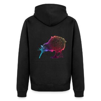Kiwi Vogel Neuseeland - Unisex Premium Bio Zip Hoodie - Schwarz - Hinten - Nico (187cm)