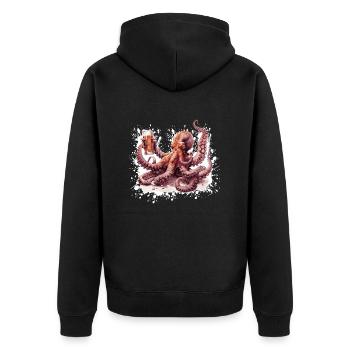 Octopus Beer Funny - Unisex Premium Organic Zip Hoodie - black - Back - Nico (187cm)