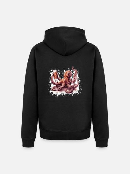 Octopus Beer Funny - Unisex Premium Organic Zip Hoodie - black