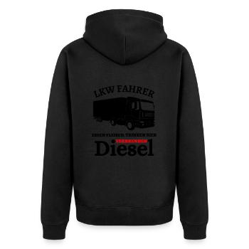 LKW Fahrer - Essen Fleisch Trinken Bier ... - Unisex Premium Bio Zip Hoodie - Schwarz - Hinten - Nico (187cm)