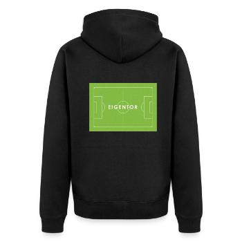 EIGENTOR Fußball Statement - Unisex Premium Bio Zip Hoodie - Schwarz - Hinten - Nico (187cm)