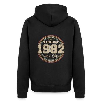 1982 Retro Vintage Birthday Born In - 1982 - Unisex Premium Organic Zip Hoodie - black - Back - Nico (187cm)
