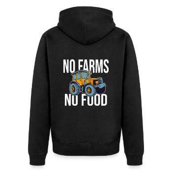 no farms no food - Unisex Premium Organic Zip Hoodie - black - Back - Nico (187cm)