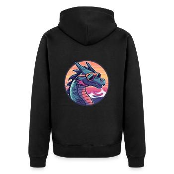 Drache Cool Comic - Unisex Premium Bio Zip Hoodie - Schwarz - Hinten - Nico (187cm)