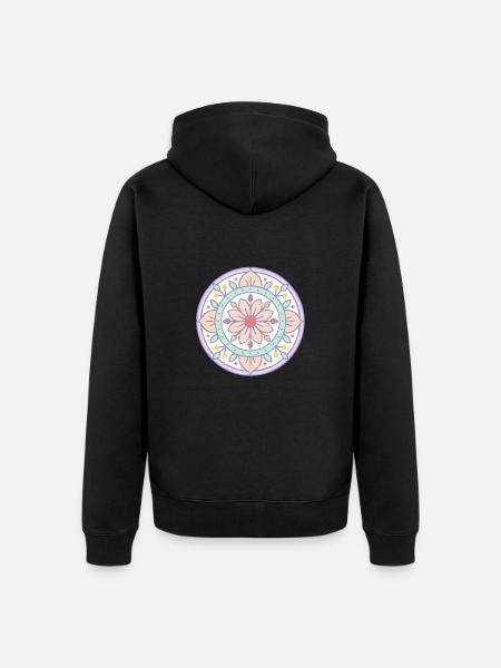 Mandala with risograph effect - Unisex Premium Organic Zip Hoodie - black