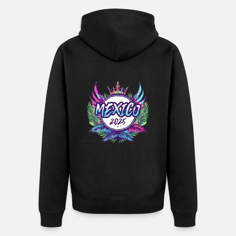Mexiko 2025 Bunt - Unisex Premium Bio Zip Hoodie - Schwarz