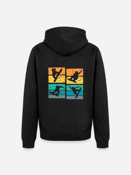 Snowboarder Retro - Unisex Premium Bio Zip Hoodie - Schwarz